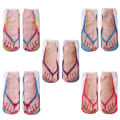 Miniatyrbillede 1 af 6: Personligt 3D-mønster lavt udskårne ankelsokker med manicure og flip flop print (5 par)