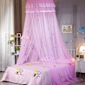 Pikkukuva 3 / 8: Pyöreä katollinen pitsiprinsessatyylinen hyttysverho lapsen sänkyyn (vaaleanpunainen)