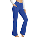 Miniatyrbild 2 av 5: Hög midja Bootcut Yoga byxor med fickor för kvinnor 2XL blå