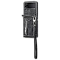 Miniatyrbillede 2 af 5: Til Samsung Galaxy Z Flip4 5g Etui Kortholder Pu Læder Støtteben Telefon Cover Med Håndrem-B6 Sort