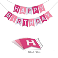 Pikkukuva 1 / 4: Vaaleanpunainen koriste Happy Birthday -viirinauha Tähtikuvioiset pyörteet Silkkipaperipompomit Juhlat Perhe Kotibileet Koristeet Juhlatarvikkeet