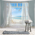 Pikkukuva 2 / 5: Ocean Tapestry Seinävaate, Makuuhuone Luonnonhiekkaranta Tapestry, Boho Lokki Trooppinen Paratiisi Seinäsisustus Ikkuna Olohuone Asuntola Toimisto 150*130CM