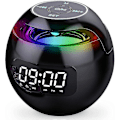 Miniatyrbild 1 av 5: Väckarklocka för sovrum, digitala väckarklockradioapparater med Bluetooth-högtalare, dubbla alarm, LED-ljus, 12/24h USB-laddningsportklocka för djupsömn-