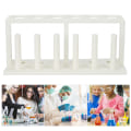 Miniatyrbild 5 av 8: 2 st 6 hål 6 pelare provrörsställ vit plast Centrifuger rörhållare Labmaterial
