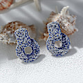 Miniatyrbilde 2 av 4: Lettvint Boho Raffia Hengeøredobber for Kvinner - Perfekt for Sommerferie på Stranden Royal Blue