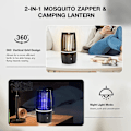 Miniatyrbilde 3 av 5: Elektrisk myggdödande lampa, USB-uppladdningsbar flugfälla - Bug Zapper med 360° UV-attraktion, 4000mAh