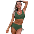 Miniatyrbillede 1 af 5: Trendy Grøn Twist Højtaljet Bikini - 2-delt badedragt til kvinder XL