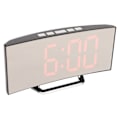 Miniatyrbild 6 av 8: Spegel Digital Väckarklocka Temperatur Display LED Böjd Spegel Digital Elektronisk klocka för Hem Sovrum Inredning Röd LED