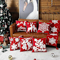 Miniatyrbilde 3 av 5: Christmas1 Juleputevar i Lin med Snøfnuggmønster Dekorativt Broderi Soverom Putetrekk Stue Kontorer Kafé Balkong Sofa