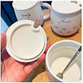 Miniatyrbillede 5 af 5: Enhjørningekrus med låg og ske, 3D sød keramisk kaffe- og tekop, krussæt til par, fødselsdagsgave til kvinder, veninder og kærester (Pink, 430 ml)