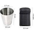 Miniatyrbilde 2 av 5: 4 stk. 30 ml shotglass i rustfritt stål, uknuselige vinglass, snapsglass med 1 stk. bærbar svart skinnetui-sett