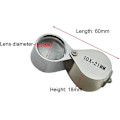 Miniatyrbild 5 av 5: 3-delad 10X / 20X / 30X Juvelerarslupp Glas Diamant Lupp Metall Rund Kropp Juvelerarslupp för Ögon Lupp 21mm Linsdiameter