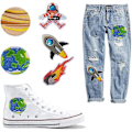 Miniatyrbillede 3 af 5: Strygemærker til Børn, 21 Stykker Strygemærker Univers Sy-På Applikationsmærker til DIY T-Shirt Jeans Tøj Tasker, Mærke Mærker (Farve Mix-21PCS)