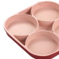 Miniatyrbillede 7 af 8: 4-huls æggestegning pande non-stick flad bund 4 kop pandekage omelet stegepande til køkken rød