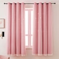 Miniatyrbilde 4 av 5: Rosa stjerneutklipp mørkleggingsgardiner for barnerom 63 tommer lange dobbeltlags gardiner 2 paneler babyrom dekor