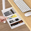 Miniatyrbilde 5 av 5: Under-Skrivebord Skuffe, Skrivebord Oppbevarings Skuffe, Kontor Selvklebende Skuffe Organizer, Skjult Skuffeboks Hvit