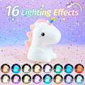 Miniatyrbillede 3 af 5: LED Genopladelige Enhjørning Natlamper til Pigeværelse - 16 Farver Sød Natlampe til Børn - Silikone Enhjørning Lampe Enhjørning med Lydmaskine