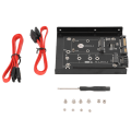 Miniatyrbilde 1 av 8: SATA Adapter 2 i 1 MSATA/M2 NGFF SSD til Dual Port SATA3 Converter med 3,5 tommers harddiskstøtte Datatilbehør