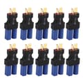 10 stk. EC5 hun til T han adapter blå sort 10x20x47mm gummi plast kobber EC5 stik til RC båd
