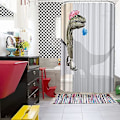 Miniatyrbillede 5 af 5: Bruseforhæng, Vandtæt, Skimmelresistent, Dinosaurdesign, 120 x 180 cm