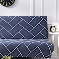Miniatyrbild 2 av 5: Armlös soffa stretchöverdrag hopfällbar soffa sängskydd överdrag tryckt mjuk soffa överdrag för hemmode linjer