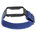 Miniatyrbild 6 av 8: Flätad Loop Strap för Mi Band 7 Pro Justerbar Elastisk Nylon Loop Armband med Skyddsram Mörkblått Band Svart Case
