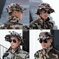 Pikkukuva 5 / 5: 3D-lehtikuvioinen camo-hattu ulkoiluun, aurinkosuoja, kalastushattu, metsästyshattu, leveälierinen läppähattu