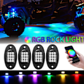 Pikkukuva 4 / 8: 4 kpl RGB LED vilkkuva monivärinen kivivalo alustan hehkuvalo Bluetooth langaton