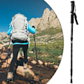 Pikkukuva 4 / 8: Ulkoilumatkailuun tarkoitettu neliosainen suora trekking-sauva, vaellus- ja vuorikiipeilyyn sopiva kävelysauva (musta)