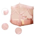 Miniatyrbillede 5 af 8: Luksus Princess 3 Sideåbninger Stolpeseng Gardin Baldakin Netting Myggenet Sengetøj (Pink S)