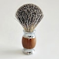 Miniatyrbilde 2 av 4: Håndlaget barberkost i grevlinghår med fin harpikshåndtak og rustfritt stålbase - Brun