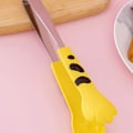 Miniatyrbilde 2 av 6: Kjøkken matlaging tang søt kattepote form rustfritt stål liten salat grill mat tang gul S