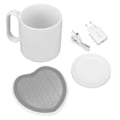 Miniatyrbillede 1 af 8: Elektrisk kaffeværmer hjerteformet 2 konstant temperaturindstillinger krusvarmer med kop til te mælk telefon headset 110‑220V EU stik