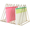 Miniatyrbillede 7 af 8: Iron Magazine Holder Trekantet Bog Brev Opbevaring Metal Desktop File Sorter Organizer Guld