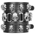 Miniatyrbilde 3 av 8: Flettet armbånd i delt skinn, justerbar spennehåndlaget vintage hodeskalle armbåndssmykker