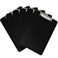 Miniatyrbillede 1 af 5: Sort Plast Clipboards (6 stk.) - 22,5 x 31,5 cm - Stærk & Holdbar A4 Skriveplade med Lav Profil Clip - Holder til Hjem & Kontor