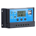 Miniatyrbillede 2 af 8: 12V 24V 30A Solenergi Charge Controller Automatisk PWM LCD Dual USB Output Regulator