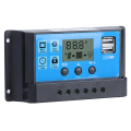 Pikkukuva 2 / 8: 12V 24V 30A aurinkoenergian latausohjain Automaattinen PWM LCD-kaksois- USB lähdön säädin