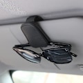 Miniatyrbillede 3 af 5: Magnetisk Solbriller Holder i Læder til Bil Solskærm Brilleclip med Billetkortmontering