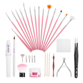 Miniatyrbild 1 av 8: Professionellt nagelkonstverktyg nagelbandstrimningskvarn pusher set gelborstar kit