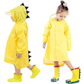 Miniatyrbilde 4 av 4: Unisex Regnjakke for Barn, Søt Engel-Dinosaur Lettvekts Polyester Regnjakke Utendørs Tegneserie Regnjakke, Bærbar Regnjakke med Hette for Skole og Fotturer