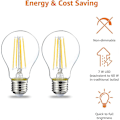 Miniatyrbillede 4 af 5: LED E27 Edison Skruepære, 4W Klar Filament, Varm Hvid, Ikke-Dæmpbar - 2 Pak