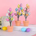 Miniatyrbild 3 av 5: Påsk Simulation Ägg Krukväxter Tecknade Tryckta Ägg Påsk Skrivbordsdekoration Ornament N3-28 liten blomstil