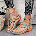 Miniatyrbilde 2 av 4: Ortopediske Sandaler for Kvinner, Casual Flat Flip Flops, Lav Kile, Størrelse UK7 (EU41) - Brun