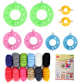 Miniatyrbild 1 av 8: Pompom Maker Kits Färgglada Fluff Ball Weaver DIY Ullgarn Stickning Hantverk Gåvor