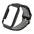 Miniatyrbillede 5 af 8: Åndbar silikoneurrem med beskyttende kofangeretui tilbehør passer til Mi Band 7 Pro sort grå og sort etui