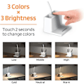 Miniatyrbilde 3 av 5: LED Skrivebordslampe med Penneholder, Skrivebordslys for Datamaskin/Skrivebord - Hvit, Oppladbar, Øye-vennlig, Fleksibel Svanenhals - Nattbordslampe
