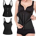 Miniatyrbillede 5 af 8: Kvinders underbust korset taljetræning 2 i 1 multifunktionel lynlås foran korsetoverdele til fitness bryllup Cosplay Sort S