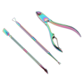 Miniatyrbild 5 av 8: 3 st Nagelband Trimmer Set Rostfritt Stål Professionell Nagelvård Nagelband Pusher Scraper Set för fingernaglar Tånaglar