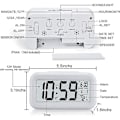 Miniatyrbild 5 av 5: Digital Väckarklocka Morgonväckarklocka, Tyst Batteridriven Digital Väckarklocka för Barn Vuxna Stor LED-Display Temperatur Kalender (Vit)